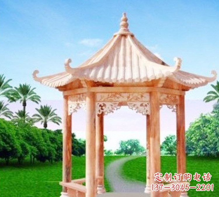 达州艺术精美的六角凉亭石雕