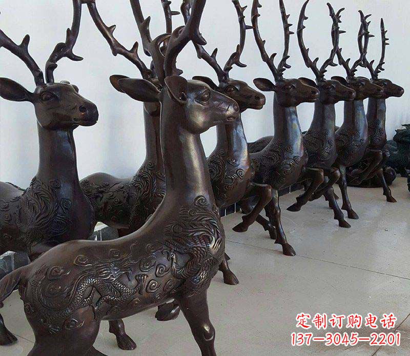 达州公园龙凤浮雕梅花鹿动物铜雕