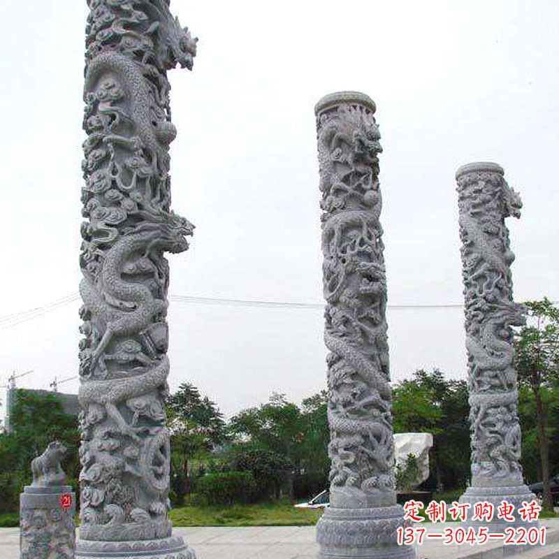 达州精美的公园景观龙柱雕塑