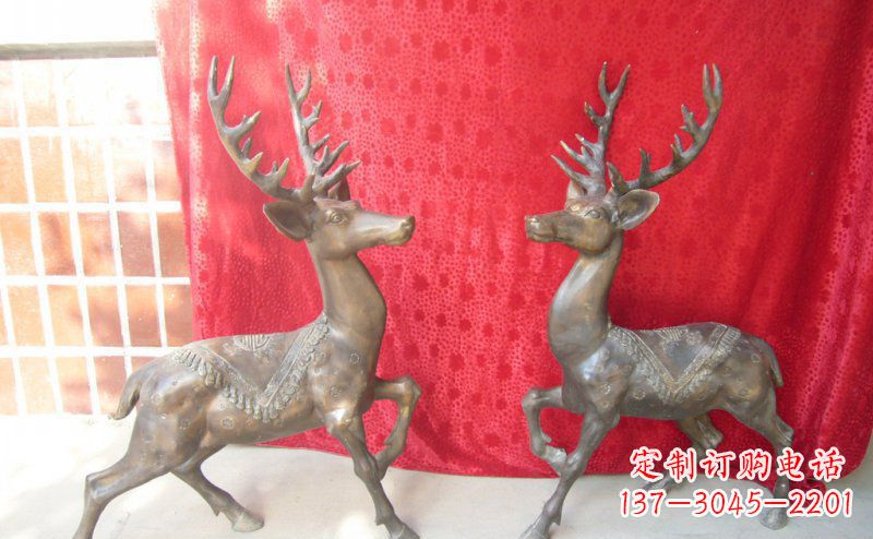达州公园梅花鹿动物铜雕 (6)