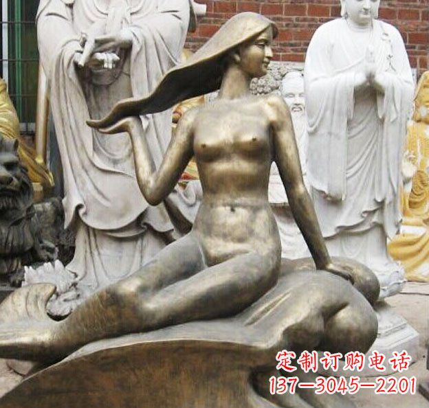 达州公园美人鱼景观铜雕 (3)