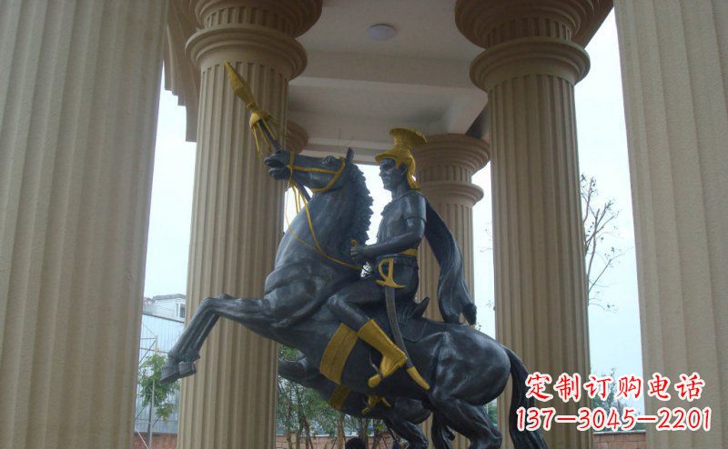 达州公园骑马的罗马士兵人物铜雕