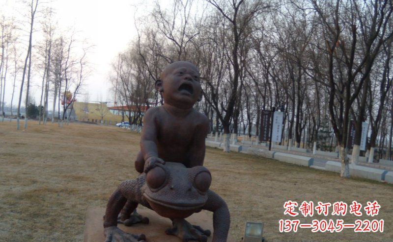 达州中领雕塑铸造的可爱萌趣青蛙铜雕