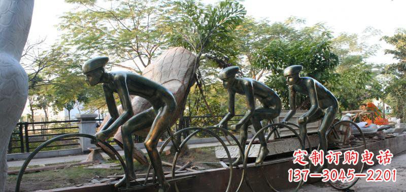 达州精致铜雕自行车景观雕塑