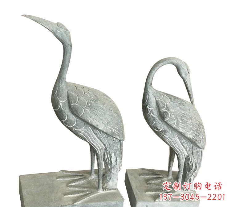 达州公园青石仿古丹顶鹤石雕