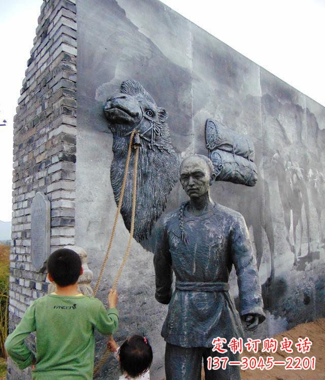 达州公园清朝人物和骆驼景观铜雕