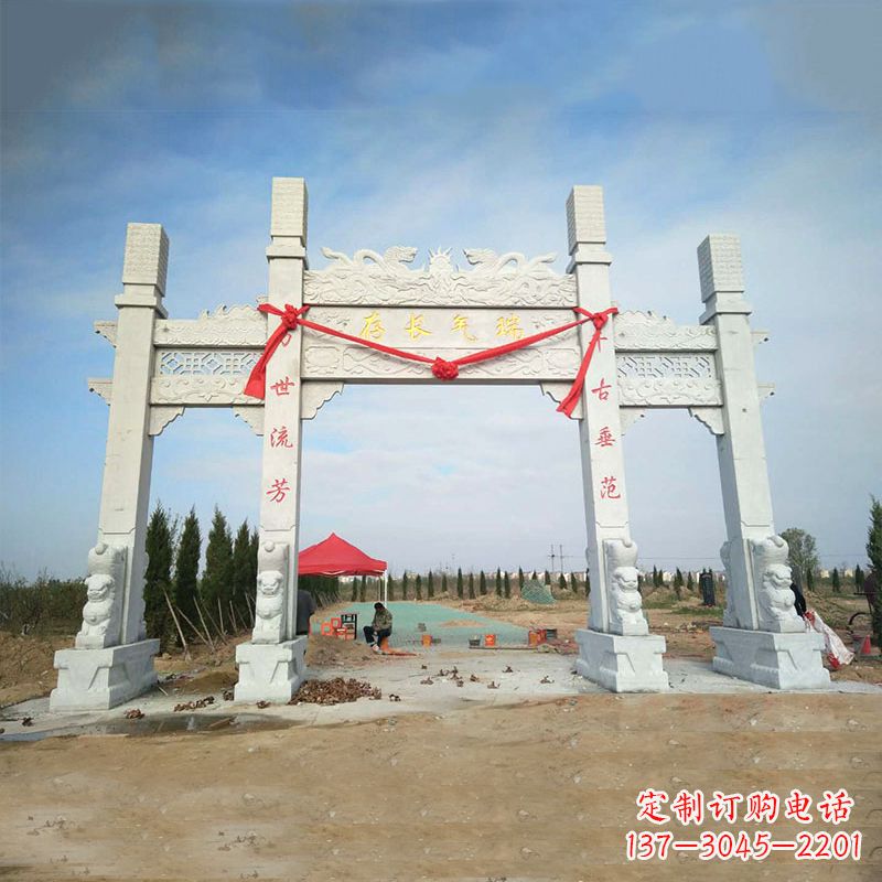 达州中领雕塑专业定制公园三间四柱牌坊雕塑