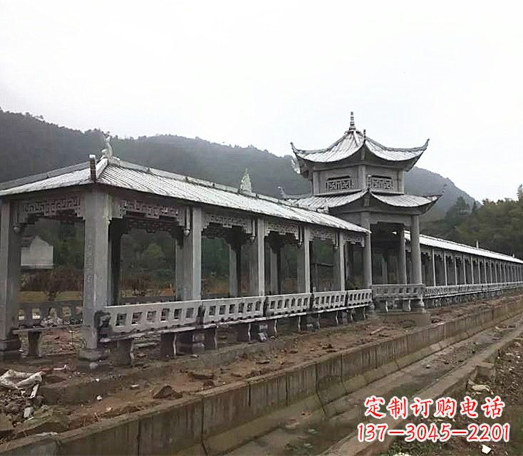 达州中领雕塑定制精美的公园石雕亭子长廊