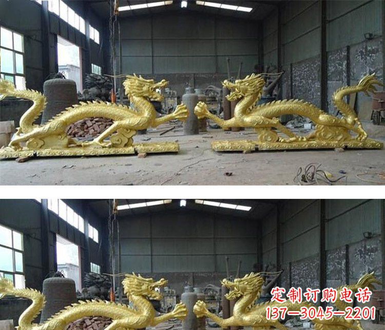 达州古典传统双龙戏珠铜雕塑