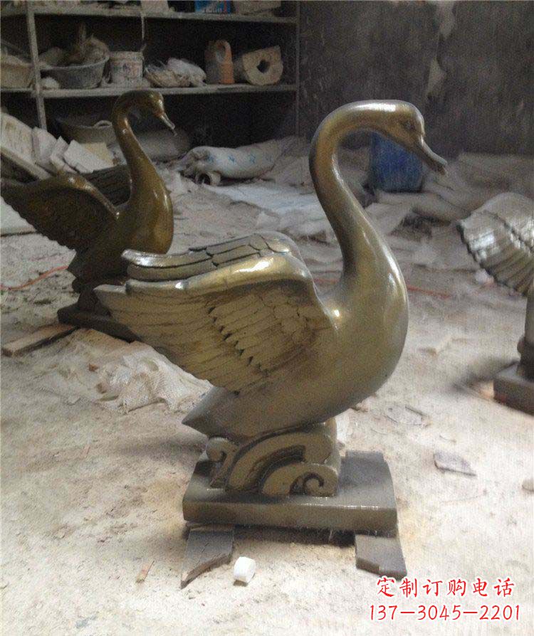 达州公园天鹅动物铜雕