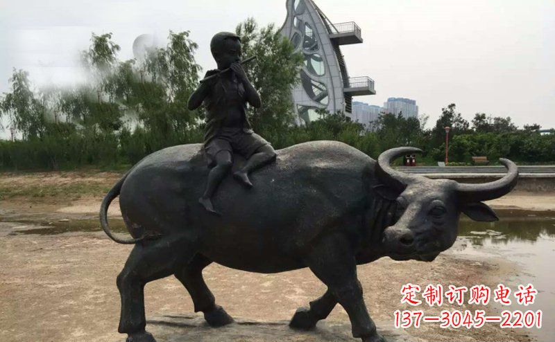 达州铜雕牧童与犊子雕塑