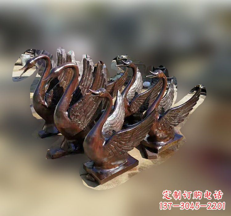 达州公园铜雕天鹅