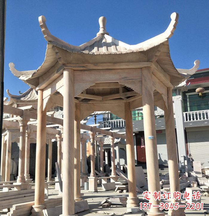 达州公园晚霞红凉亭雕塑