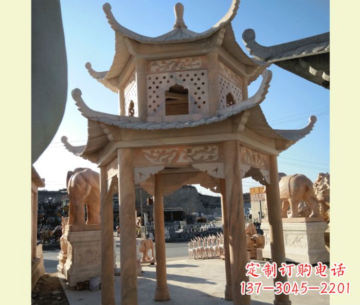 达州中式双层石雕凉亭
