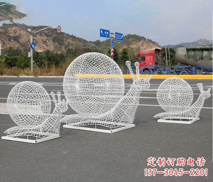 达州公园蜗牛镂空不锈钢雕塑