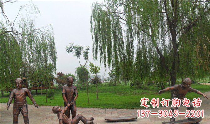 达州多彩童年,铜雕小孩游戏人物雕塑