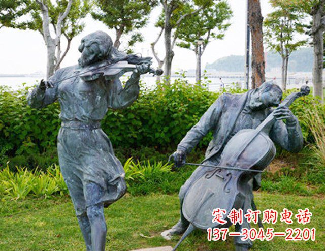 达州双面演奏大提琴&小提琴铜雕塑