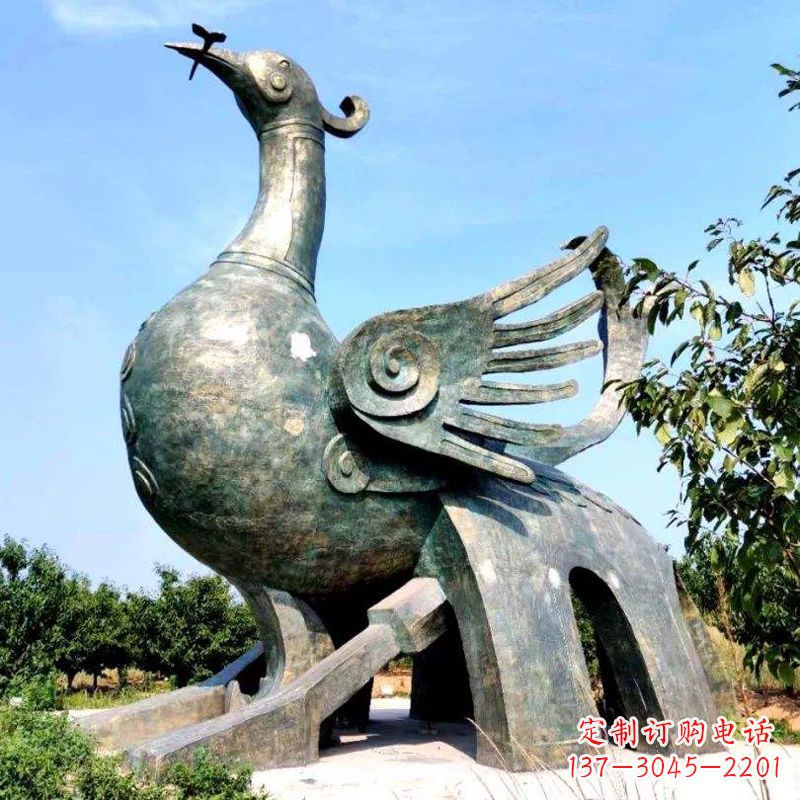 达州公园园林朱雀铜雕景观雕塑