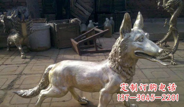 达州铸铜小狗动物雕塑