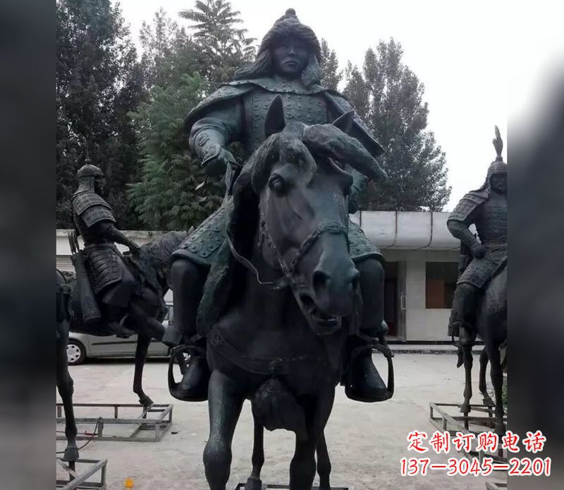 达州英姿飒爽古代将军骑马铜雕