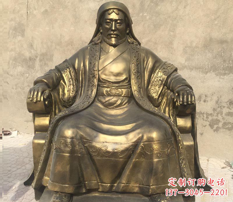 达州古代名人成吉思汗铜雕