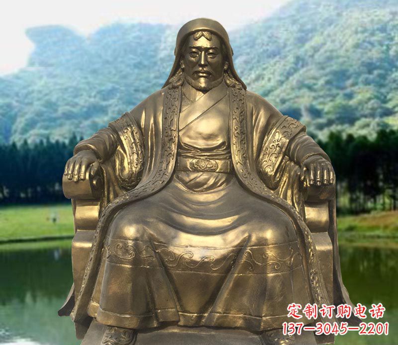 达州古代名人成吉思汗铜雕2