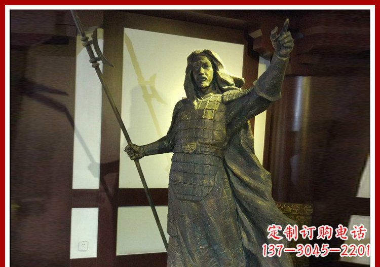 达州古代名人吕布铜雕 (2)