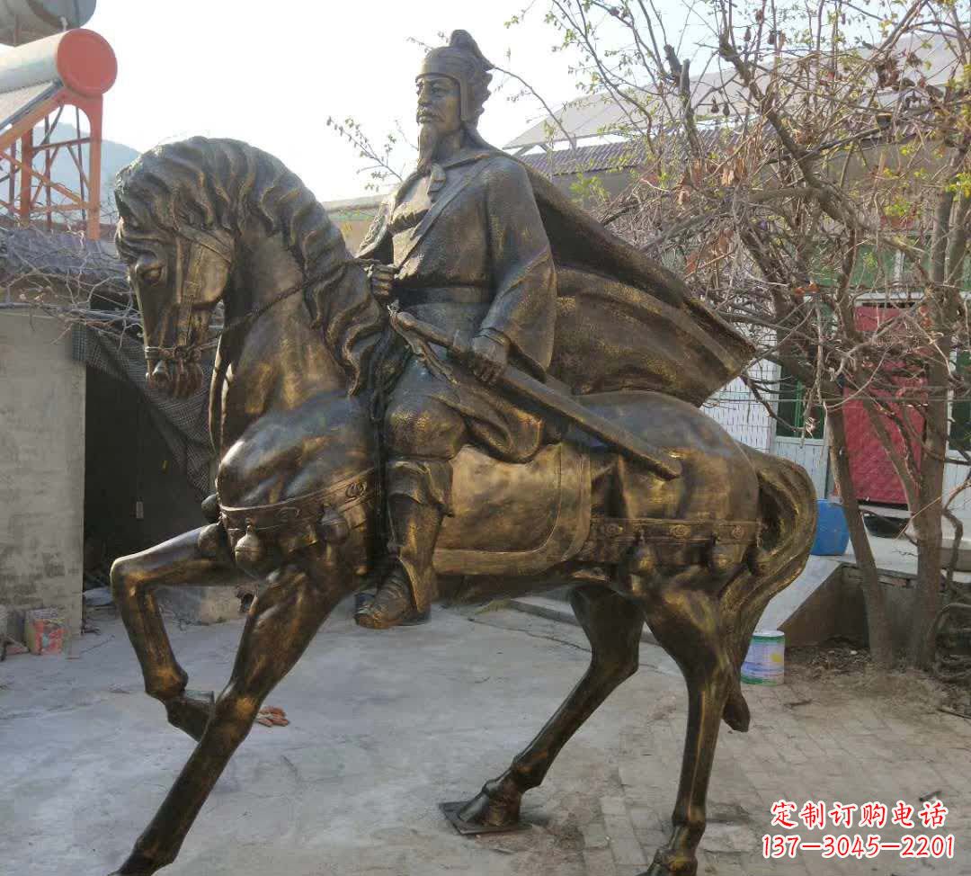 达州古代骑马人物铜雕塑
