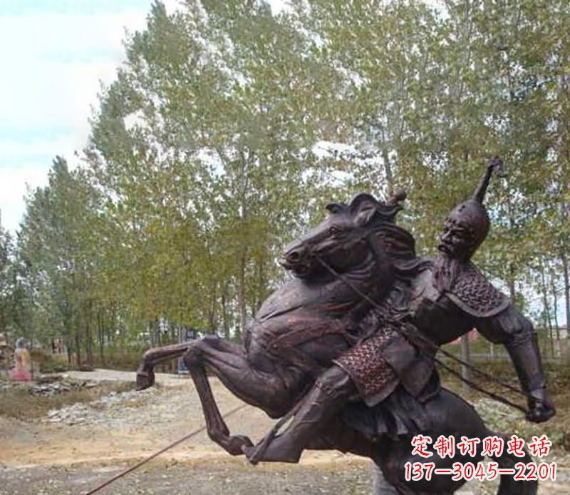达州古代骑马人物公园景观铜雕