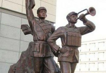达州革命精神熠熠冲锋号铜雕