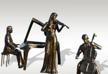 达州公园景观钢琴拉小提琴人物铜雕