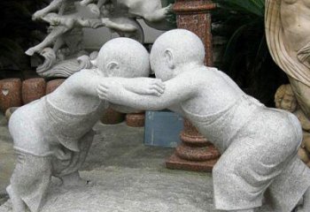 达州可爱小孩摔跤石雕