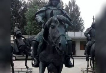 达州英姿飒爽古代将军骑马铜雕