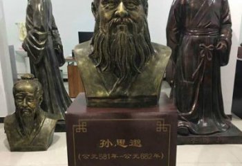 达州标志性雕塑-孙思邈半身像铜雕