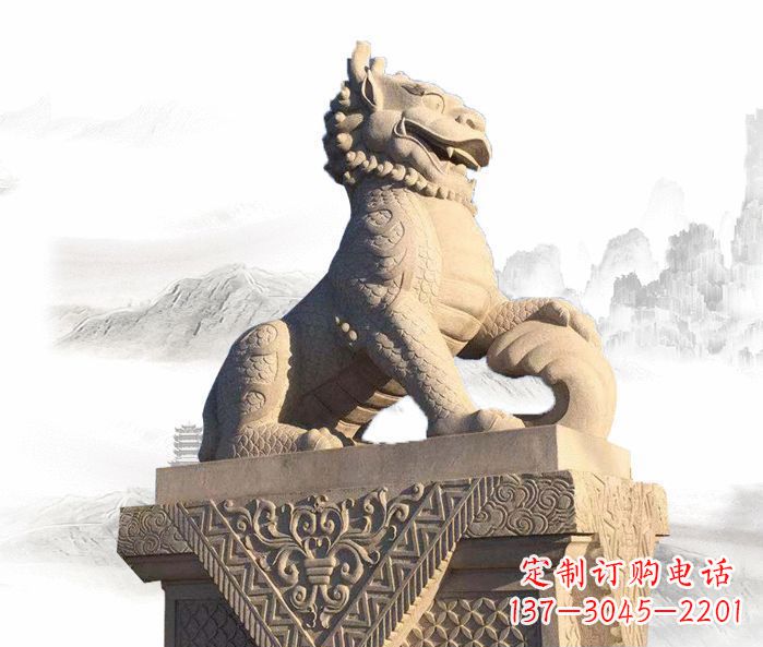 达州精美古典大理石麒麟石雕