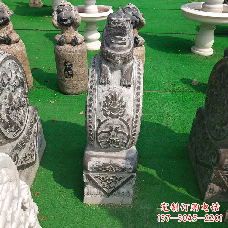 达州古代石雕狮子门墩雕塑