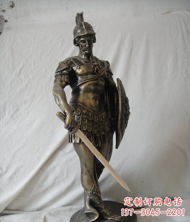 达州古罗马战士玻璃钢仿铜人物雕塑