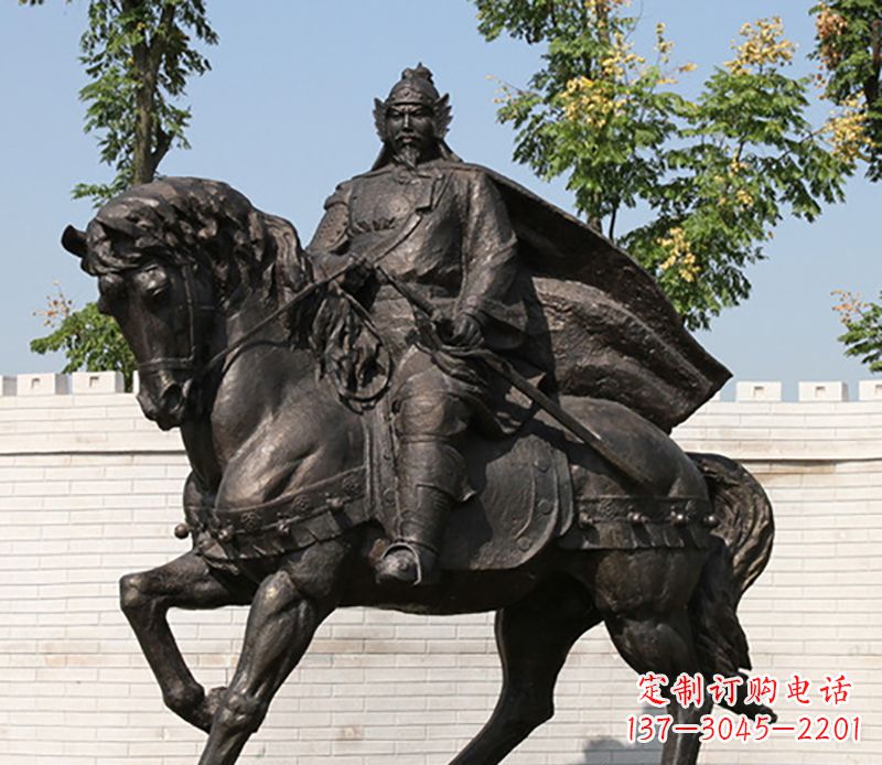 达州古人将军骑马骑马铜雕