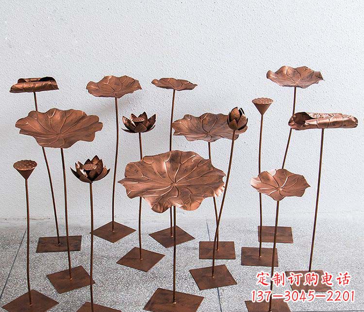 达州精美古铜色荷花不锈钢雕塑