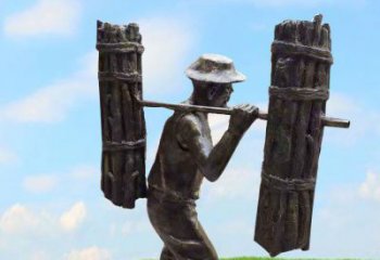 达州精美老人铜雕，传承古代挑柴精神