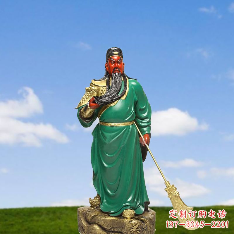 达州精美彩绘关公雕塑