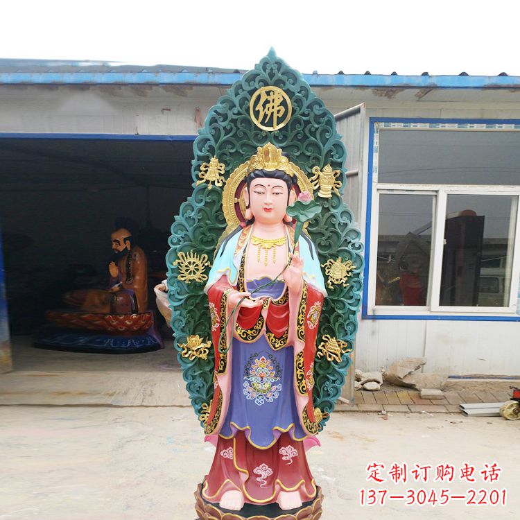达州艺术精致观音玻璃钢彩绘雕塑