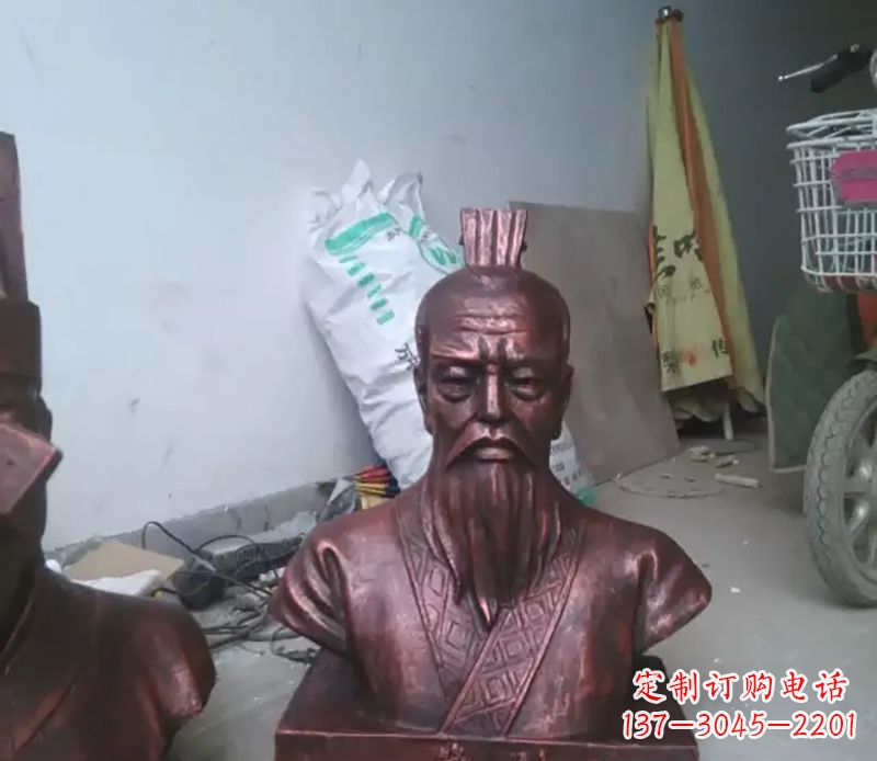 达州管仲古代人物胸像铜雕,展现古代官僚风范