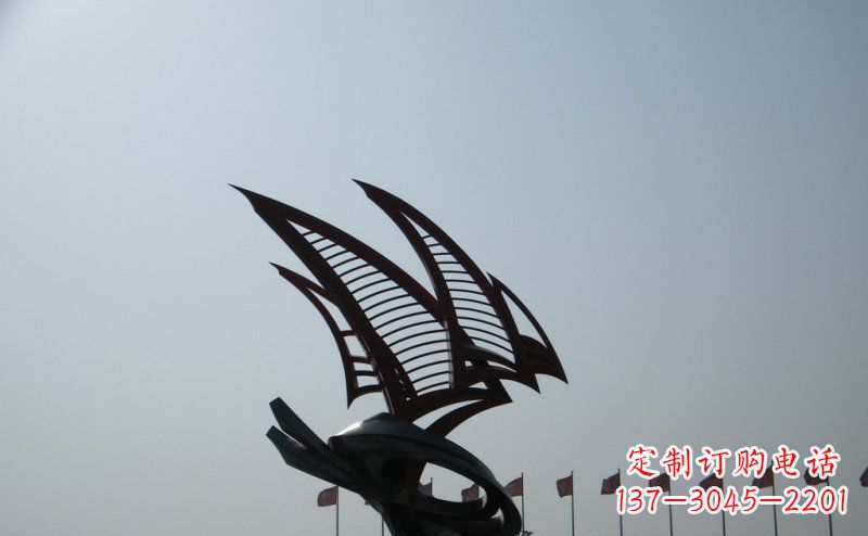 达州广场不锈钢抽象帆船雕塑