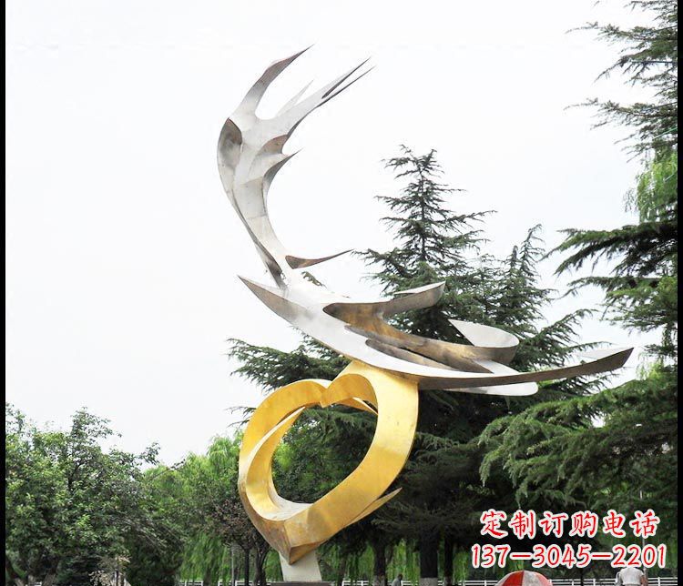 达州广场不锈钢抽象凤凰摆件雕塑