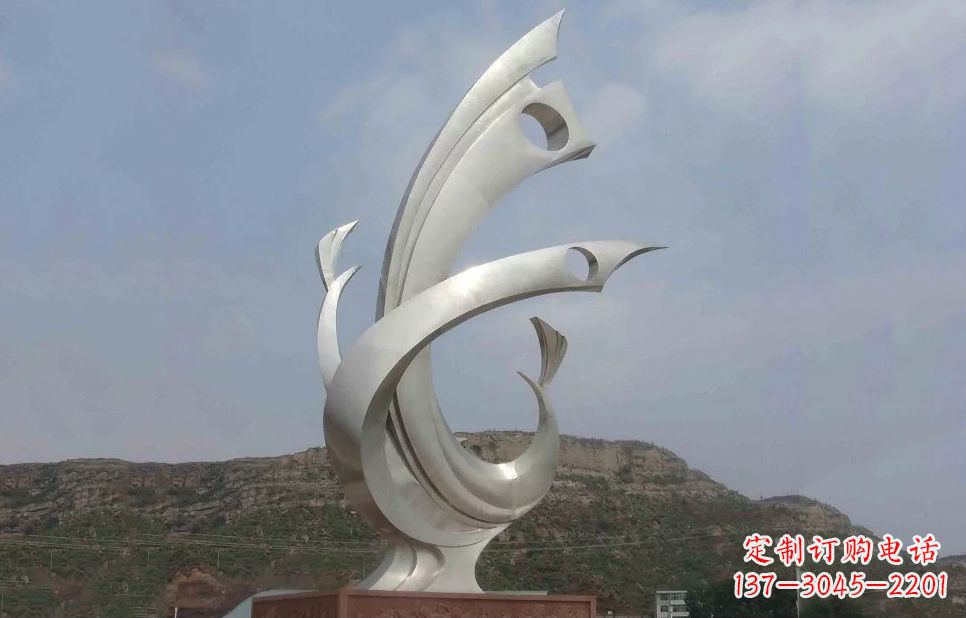 达州广场不锈钢抽象凤凰雕塑 (5)