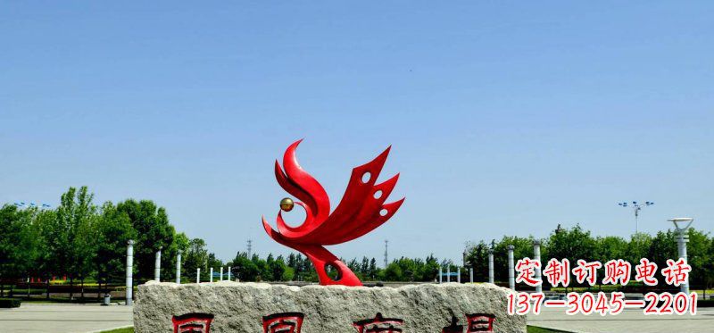 达州广场不锈钢抽象凤凰雕塑 (3)