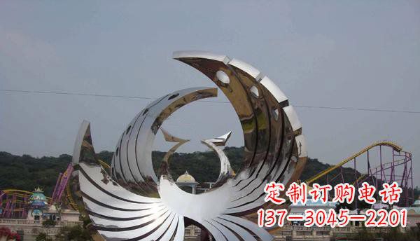 达州广场不锈钢抽象凤凰雕塑 (2)