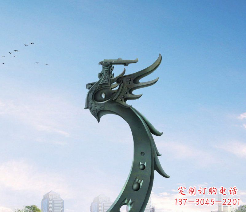 达州广场不锈钢抽象凤凰雕塑 (6)