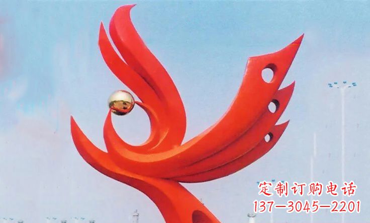 达州广场不锈钢抽象凤凰雕塑_2